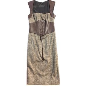 bebe | Dresses | Nwot Bebe Brown W Leather Corset Dress